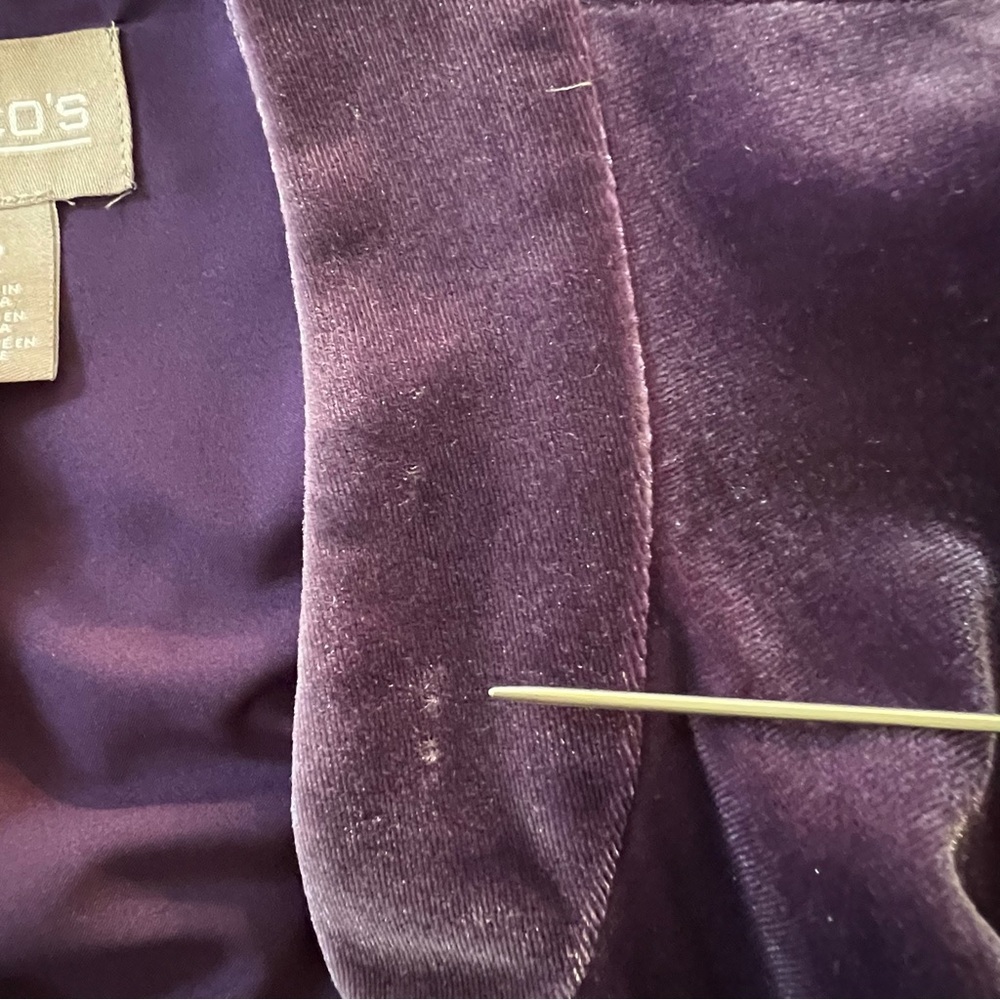 Chico’s Purple Soft Stretchy Velour Open Jacket Cardigan Women’s Size Large - 2 - Picture 6 of 10